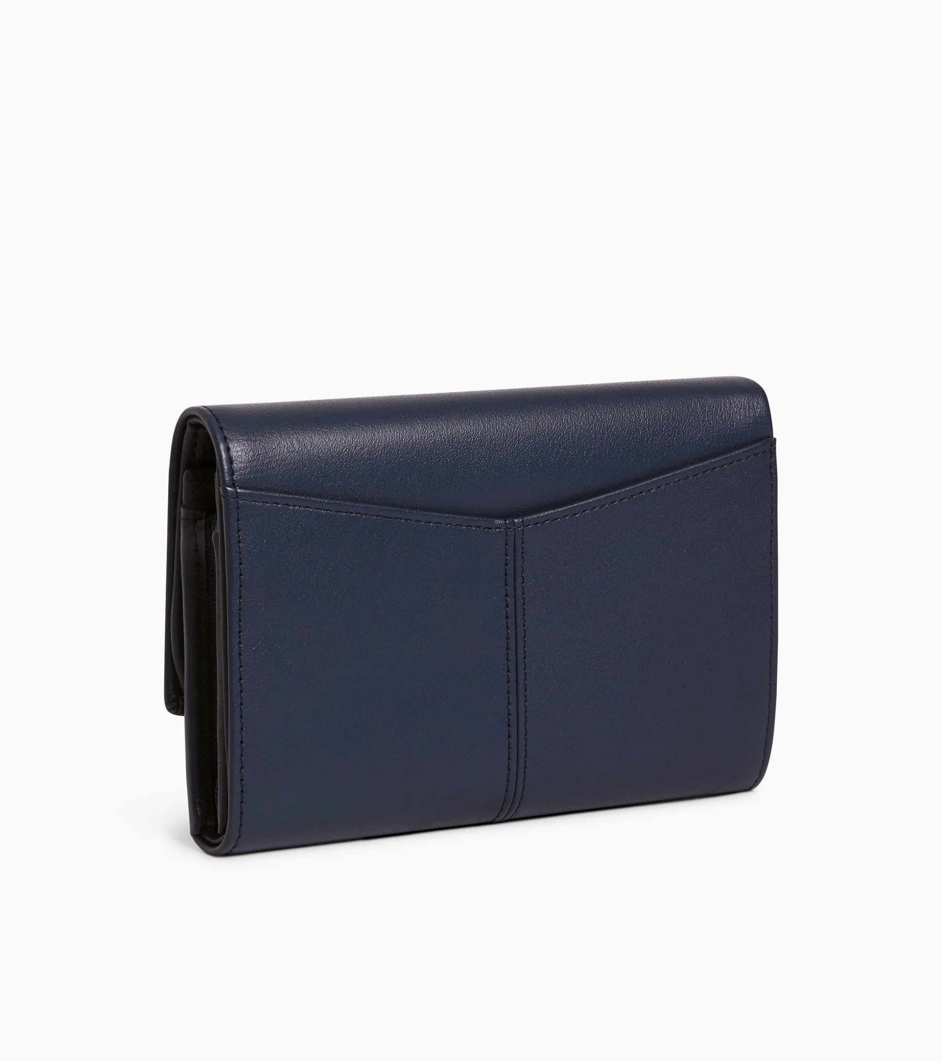 Grand portefeuille zippé Charlotte en cuir lisse - Twilight Blue