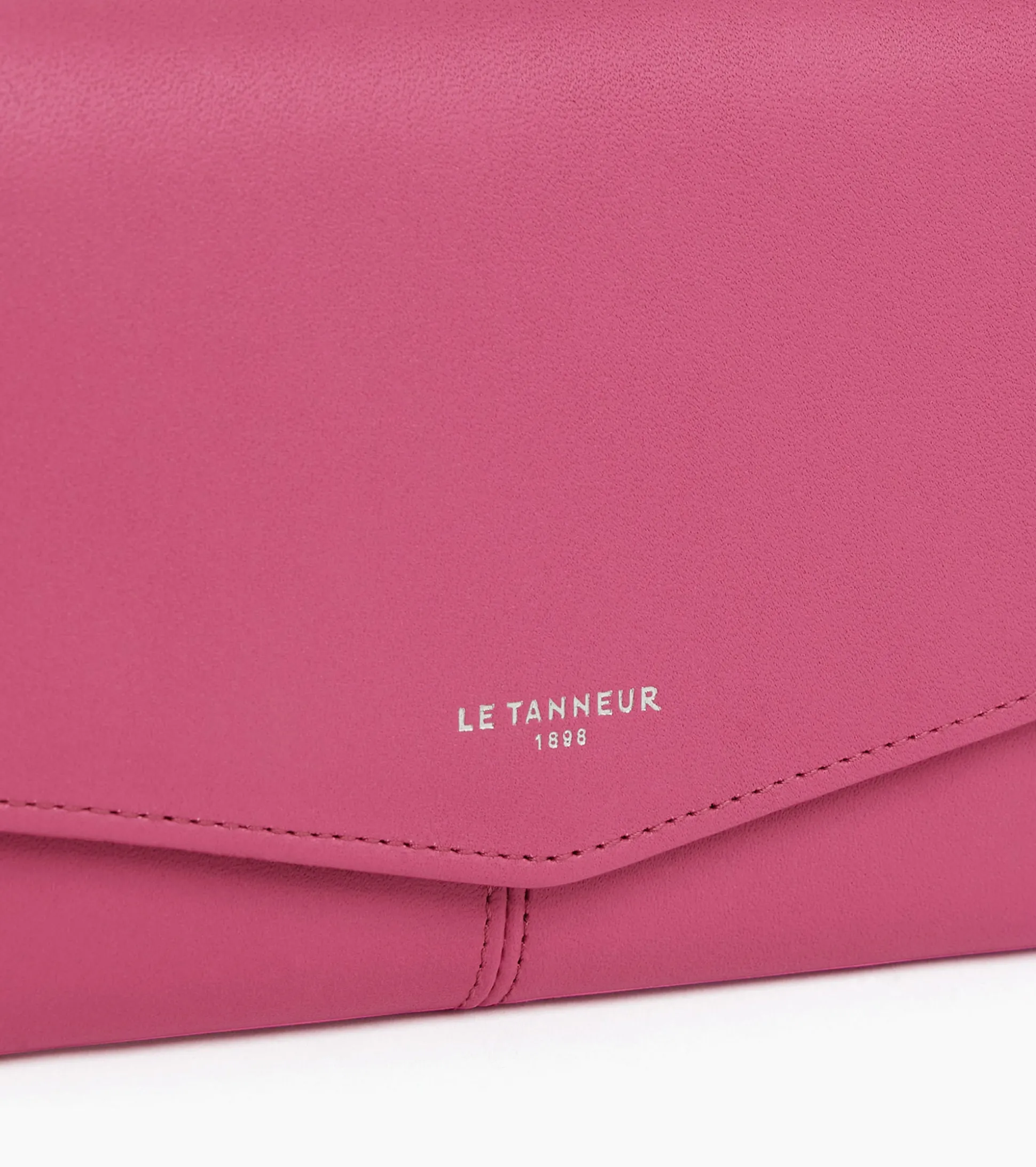 Grand portefeuille zippé Charlotte en cuir lisse - Pink Fuxia
