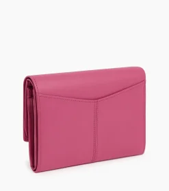 Grand portefeuille zippé Charlotte en cuir lisse - Pink Fuxia