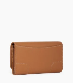 Grand portefeuille zippé Romy en cuir grainé - Brown Tan