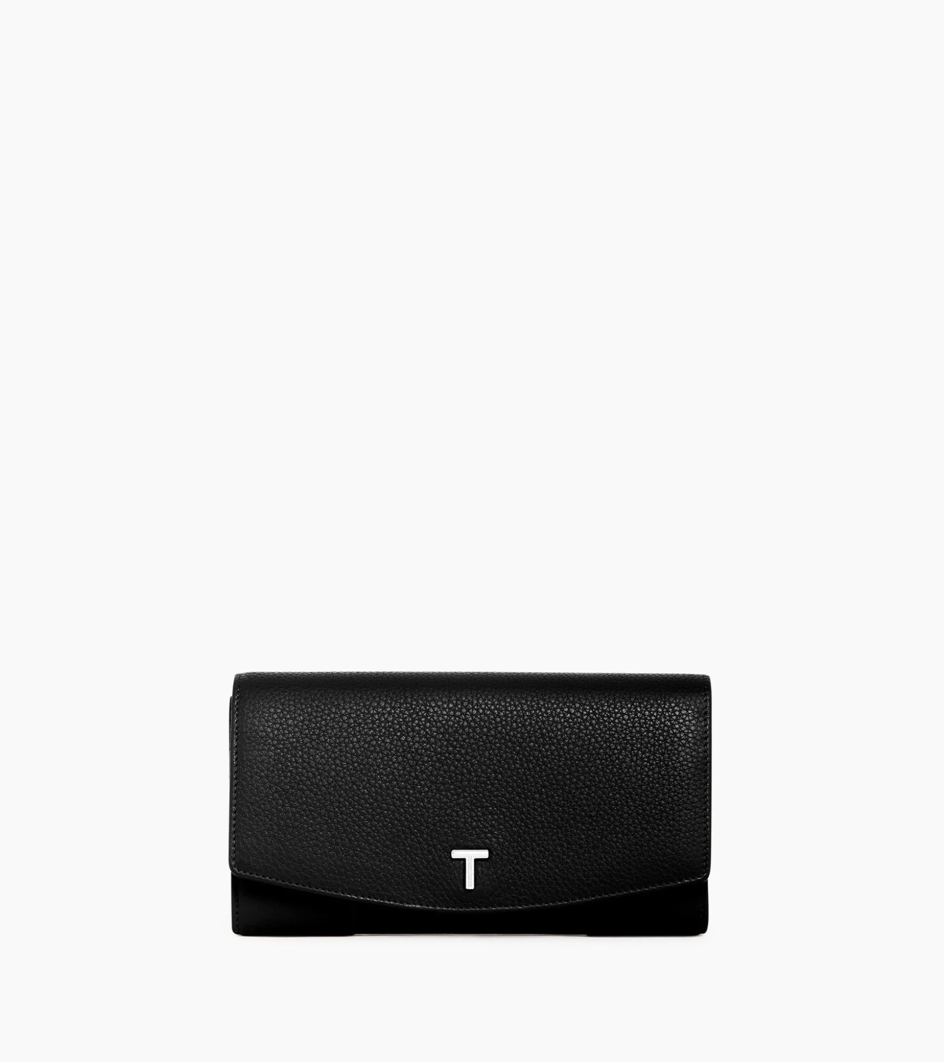 Grand portefeuille zippé Romy en cuir grainé - Black