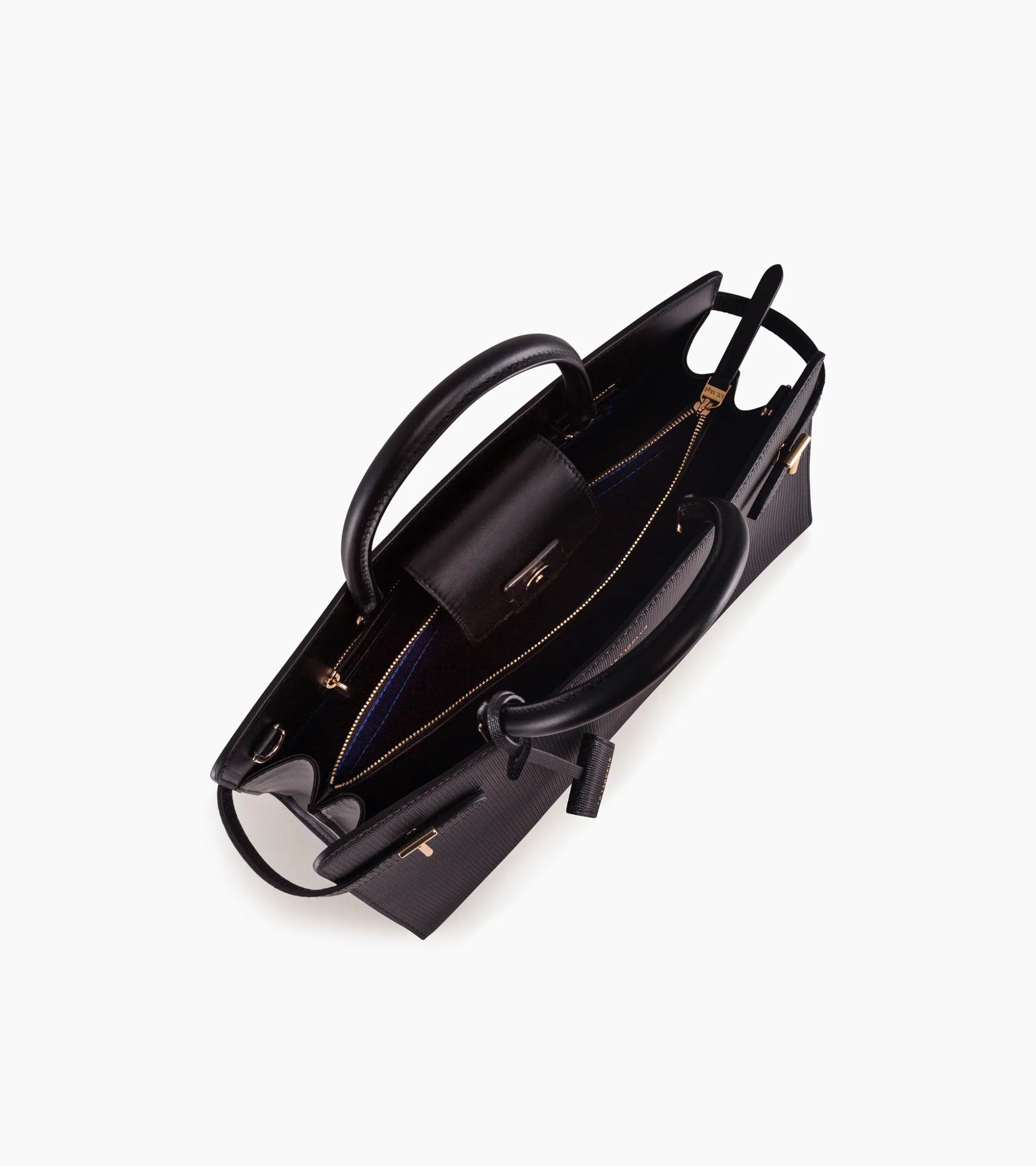 Grand sac à main Emilie en cuir signature T - Black