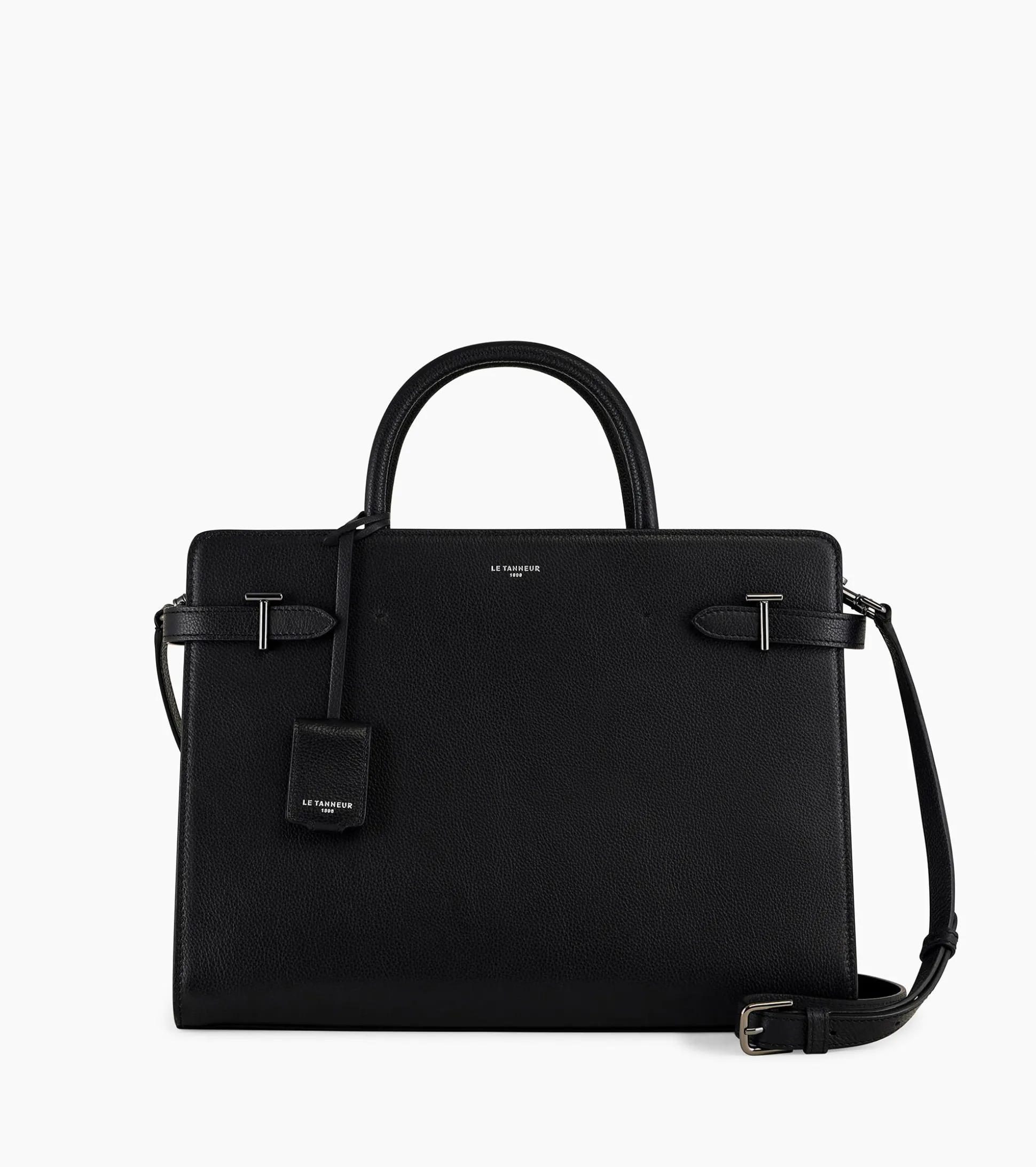 Grand sac à main Emilie en cuir grainé - Black