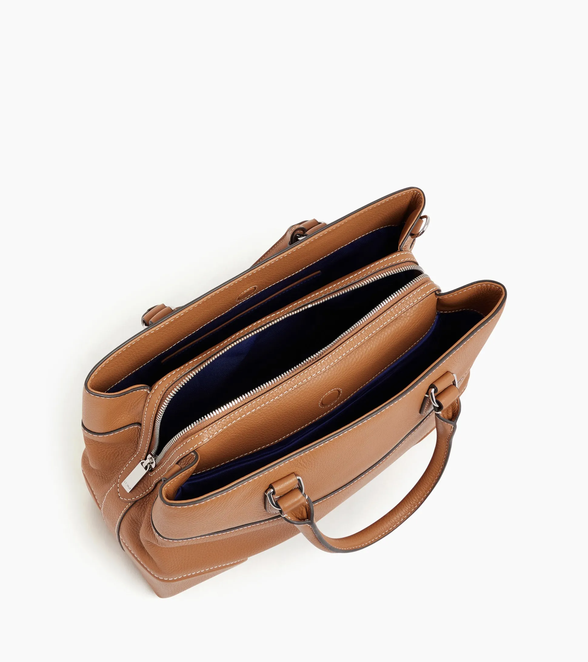 Grand sac à main Romy en cuir grainé - Brown Tan