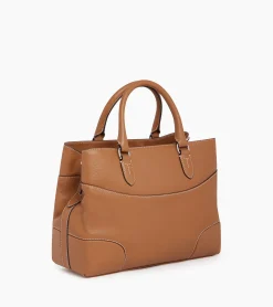 Grand sac à main Romy en cuir grainé - Brown Tan