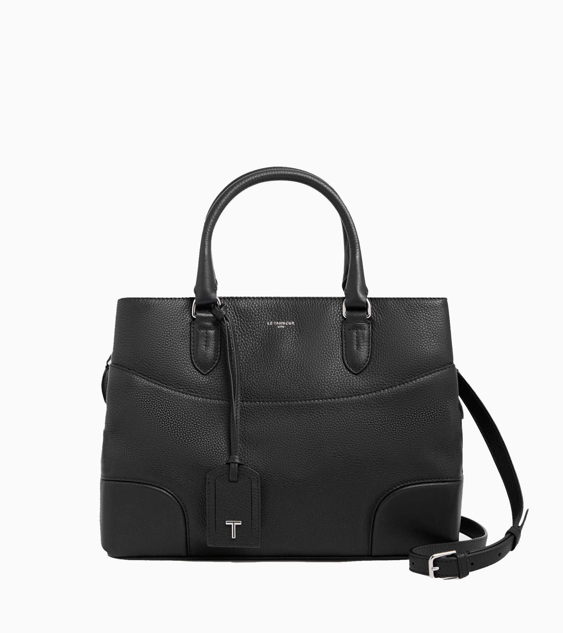 Grand sac à main Romy en cuir grainé - Black