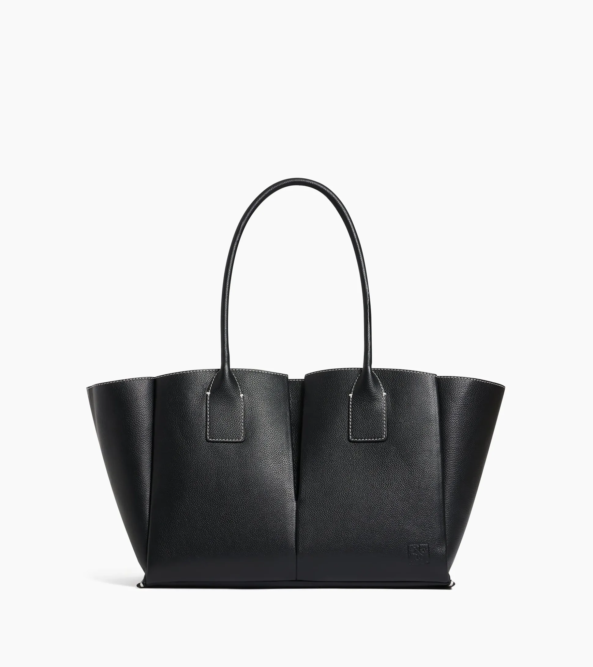 Grand sac cabas Elena en cuir grainé - NOIR 1