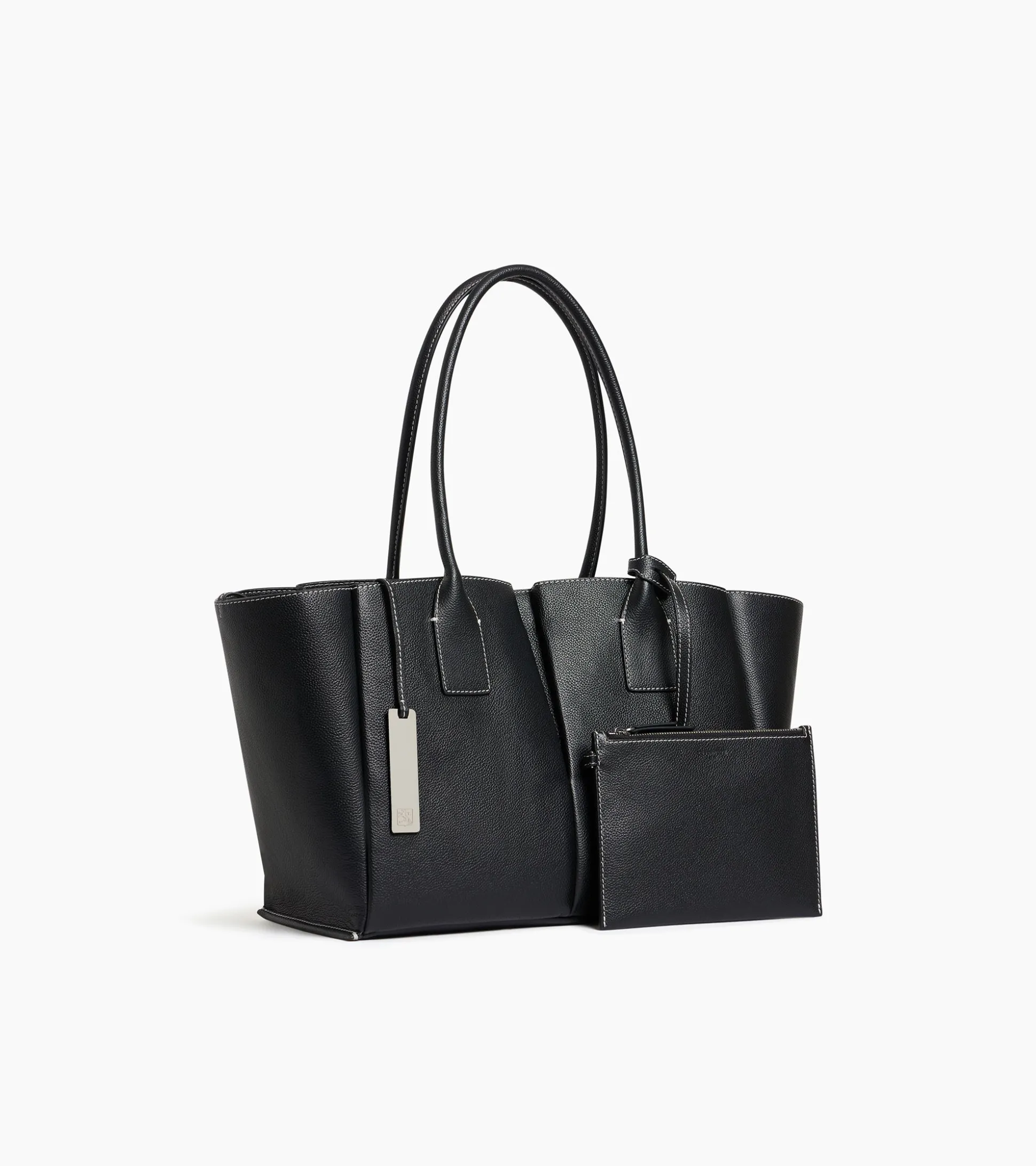 Grand sac cabas Elena en cuir grainé - NOIR 1