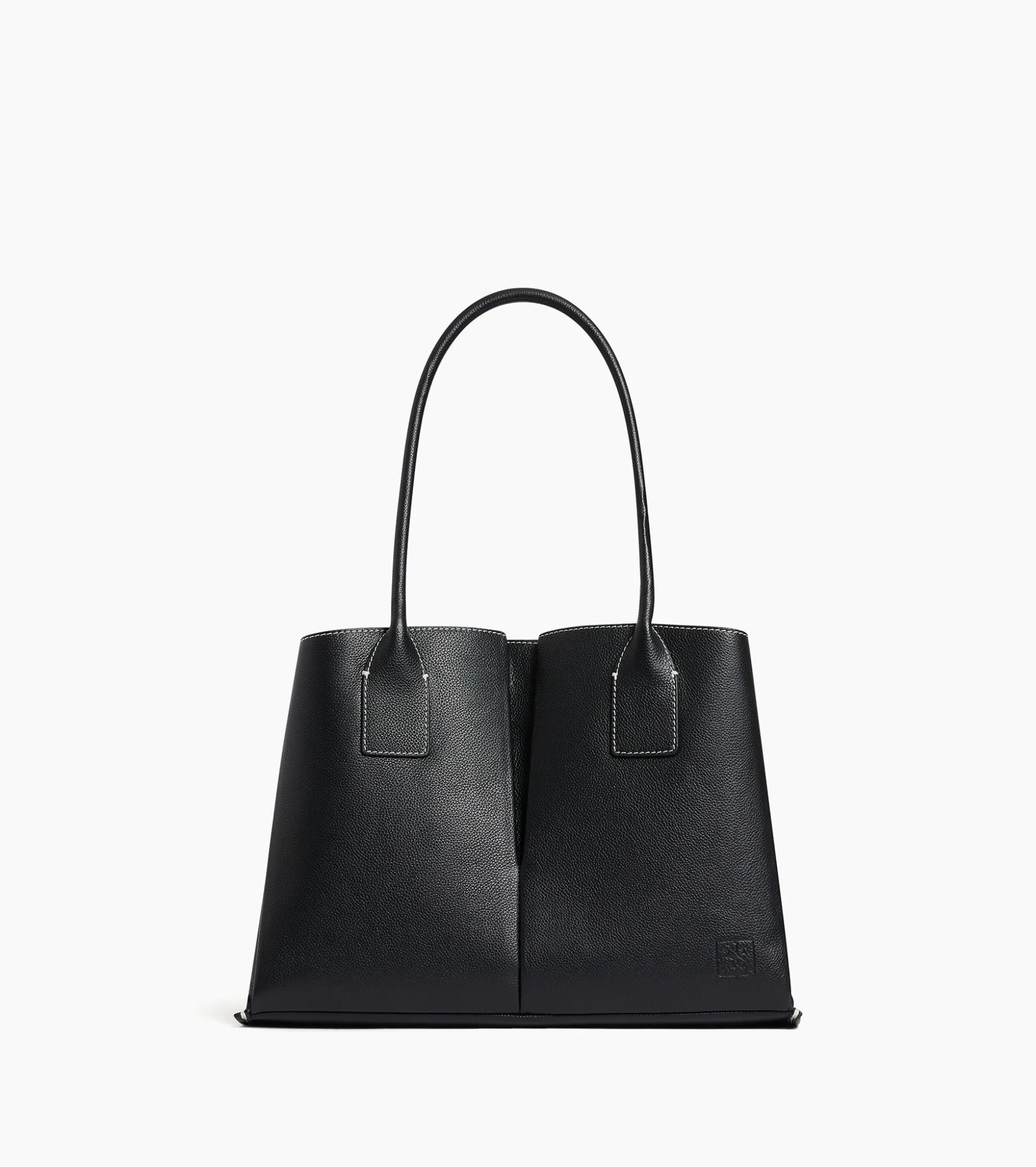 Grand sac cabas Elena en cuir grainé - NOIR 1