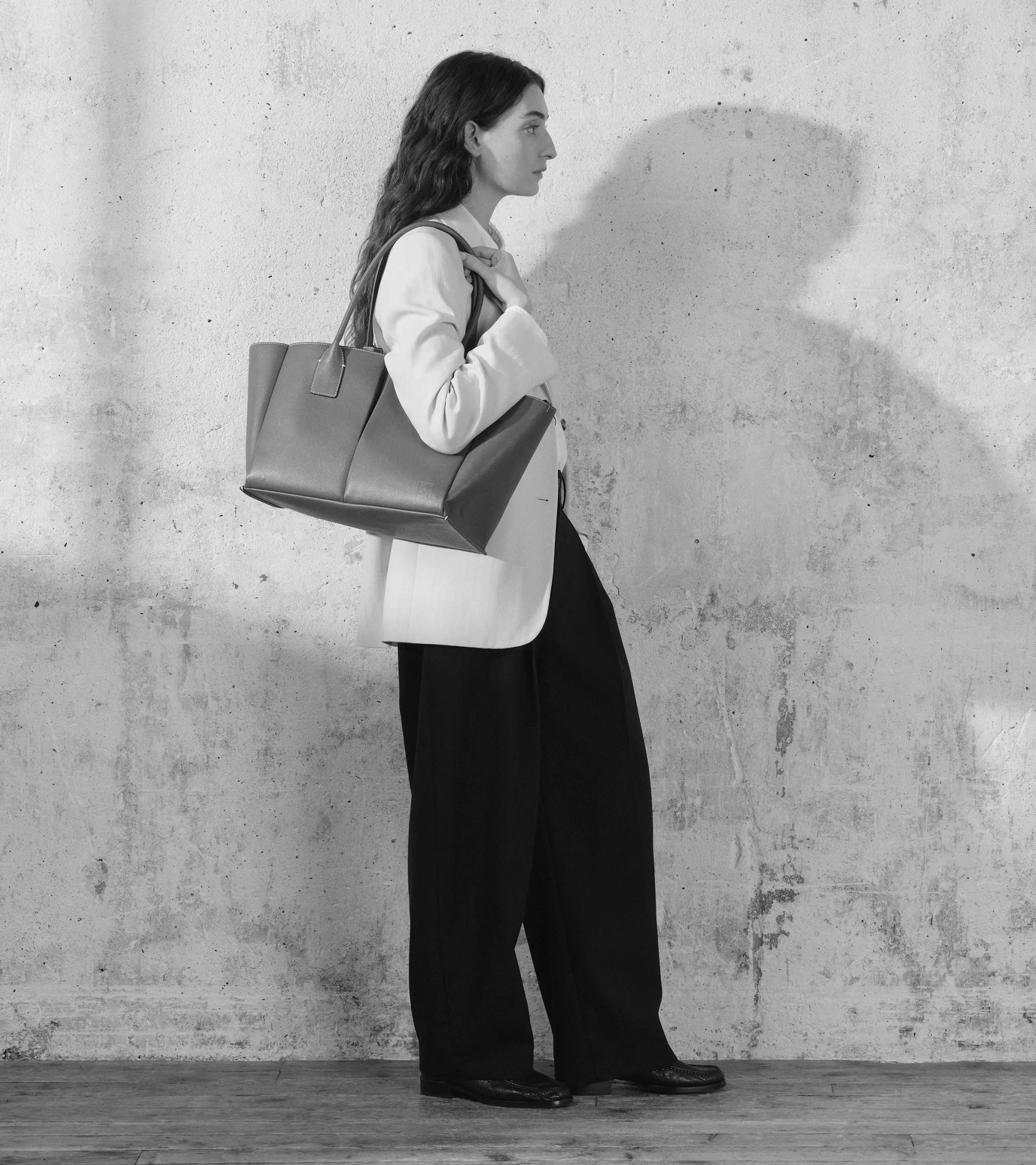 Grand sac cabas Elena en cuir grainé - NOIR 1