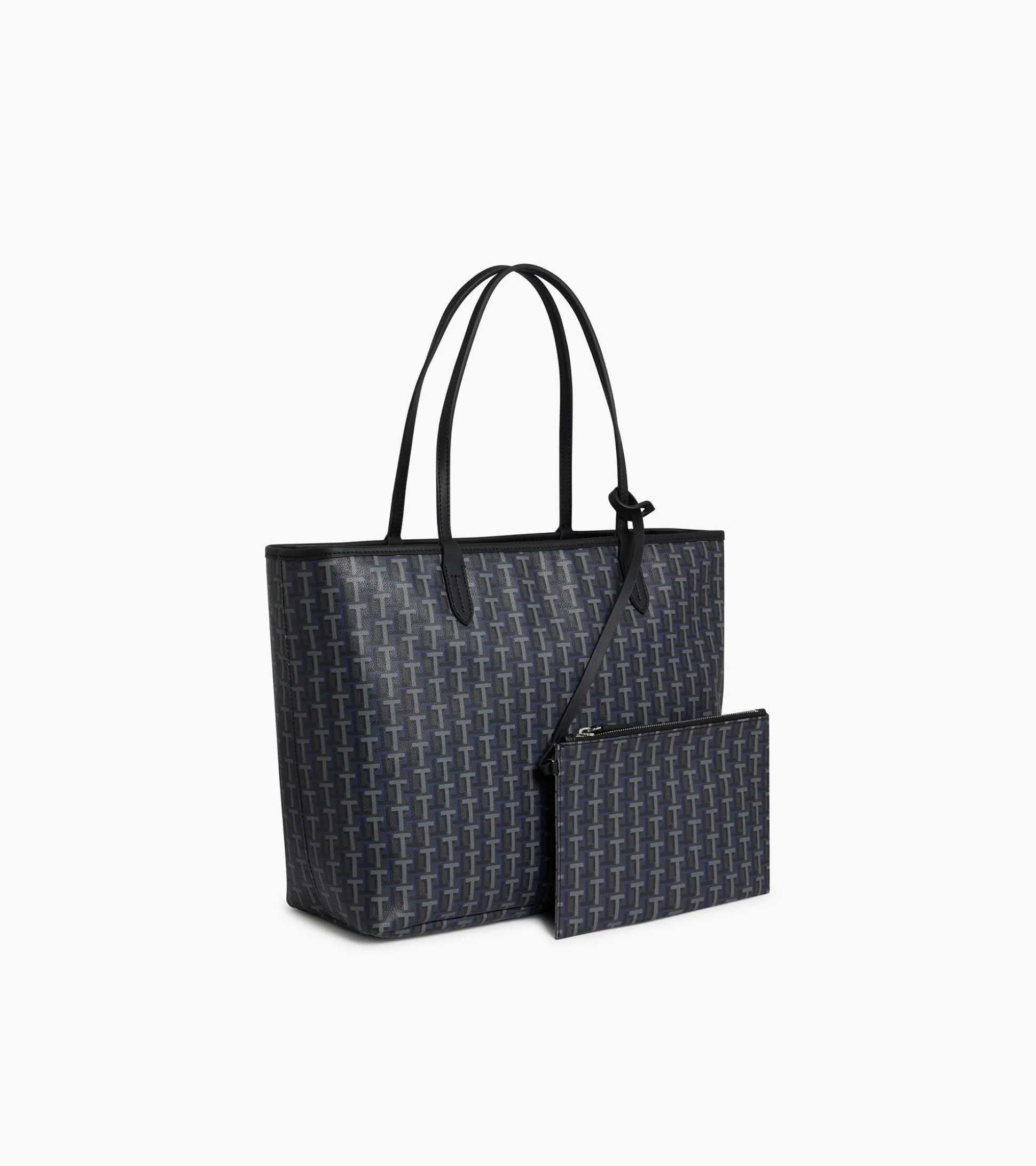 Grand sac cabas horizontal Camille en toile enduite - SIGNATURE LT NOIR-NOIR