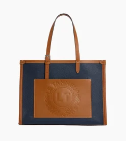Grand sac cabas Le 125 en cuir grainé - Blue Twilight Brown Tan White Chalk