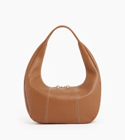 Grand sac hobo Juliette en cuir grainé - Brown Tan