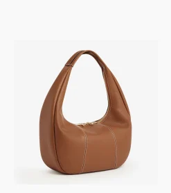 Grand sac hobo Juliette en cuir grainé - Brown Tan