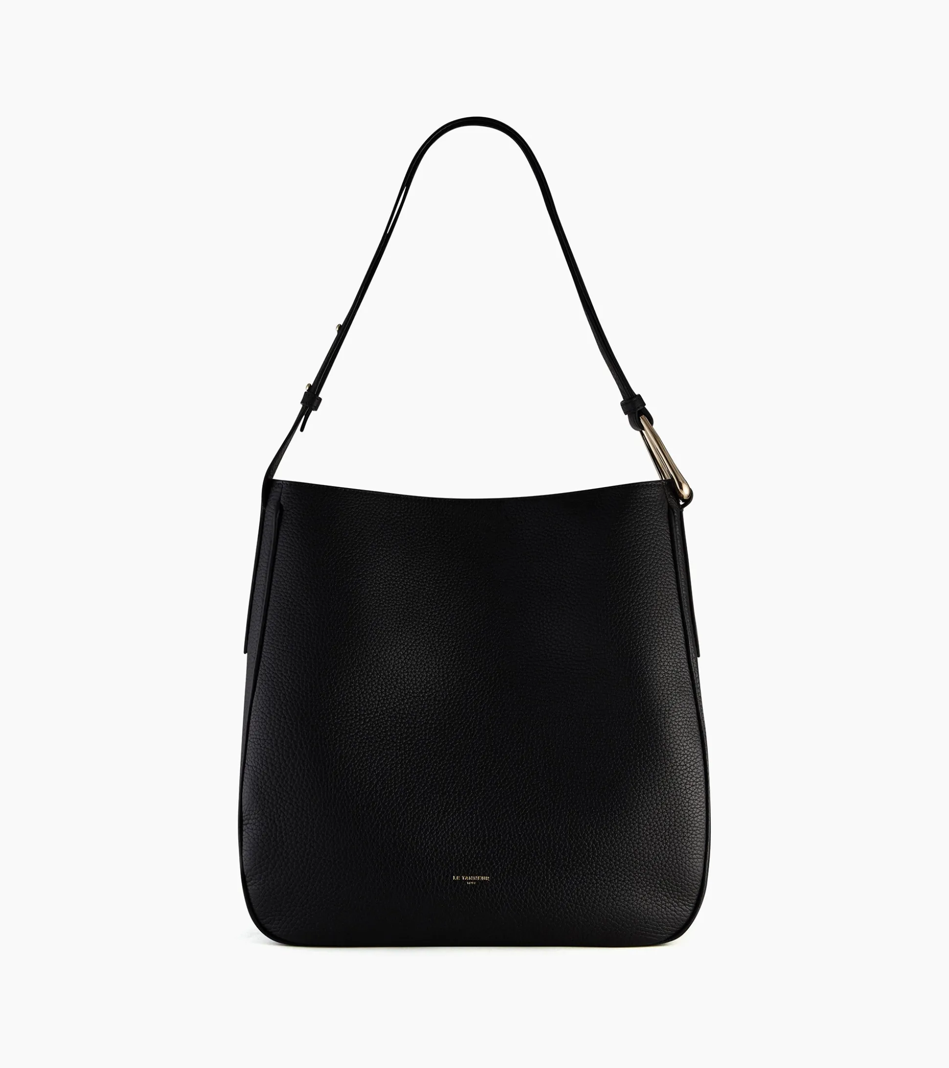 Grand sac hobo Madeleine en cuir grainé - Black