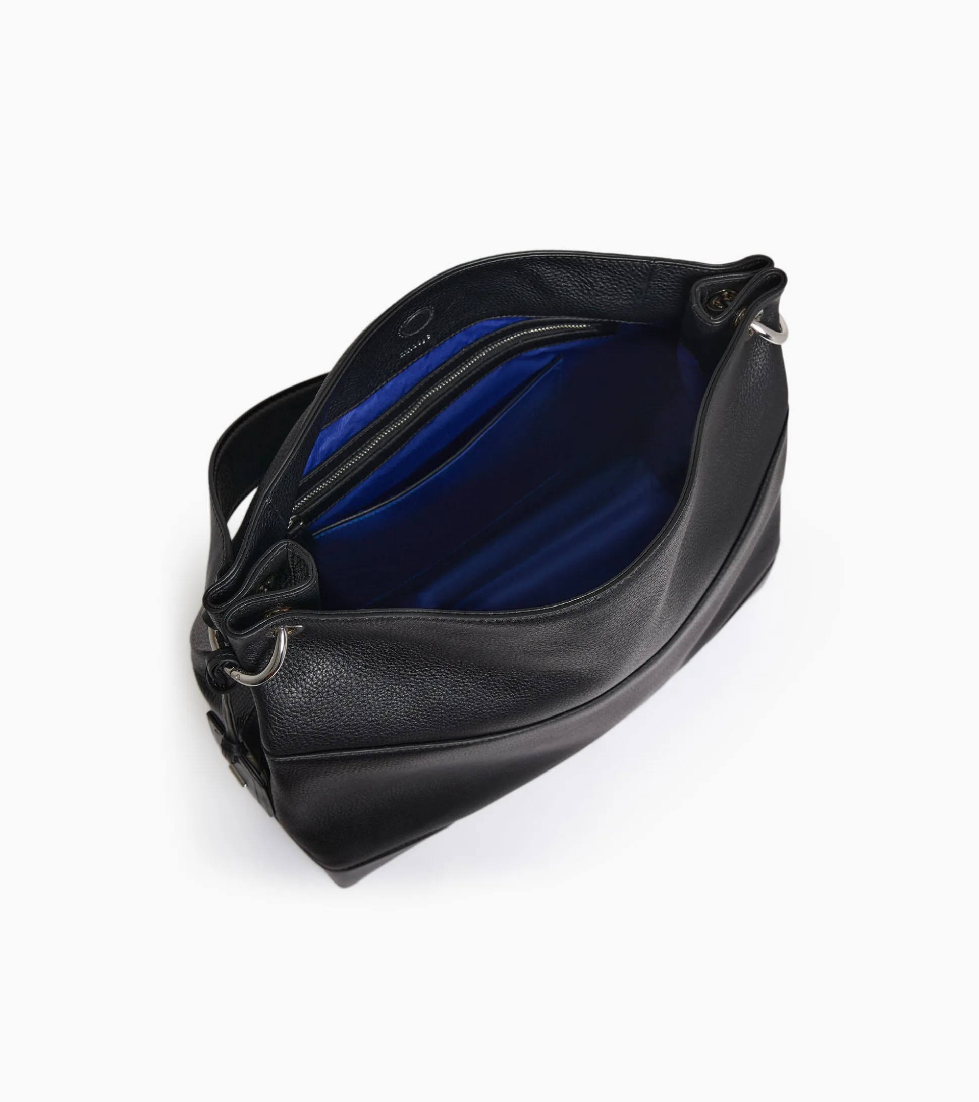 Grand sac hobo Romy en cuir grainé et lisse - Black