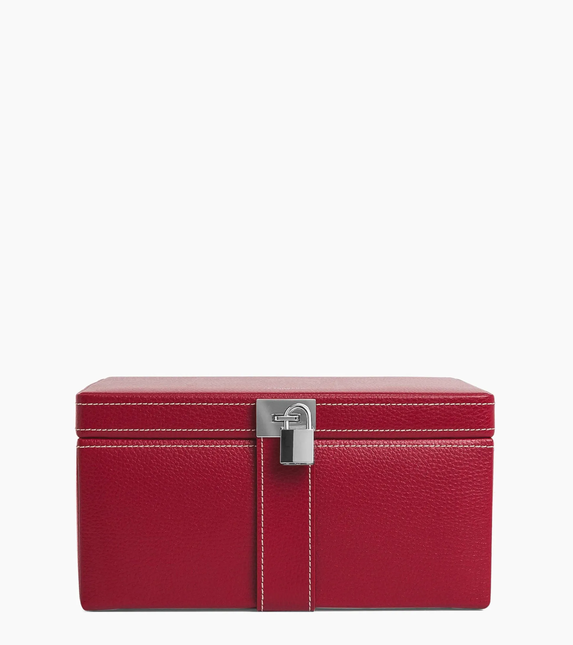 Grande boite à bijoux en cuir - Garnet red