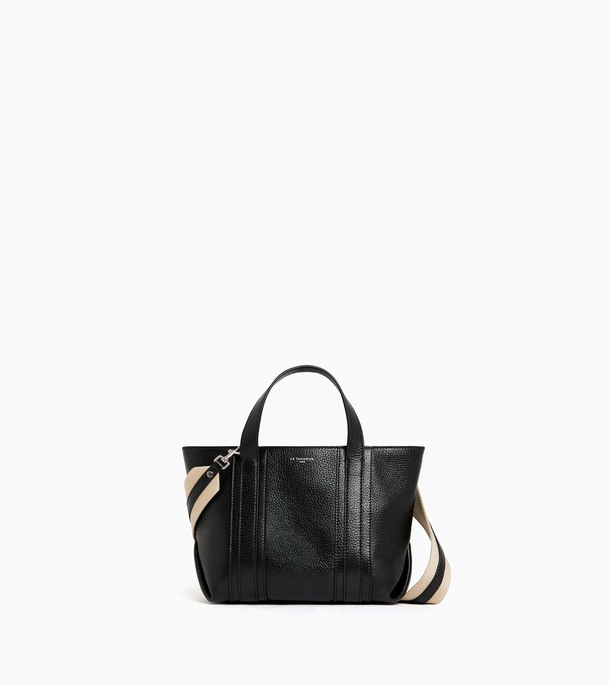 Mini cabas Grâce en cuir grainé - Black