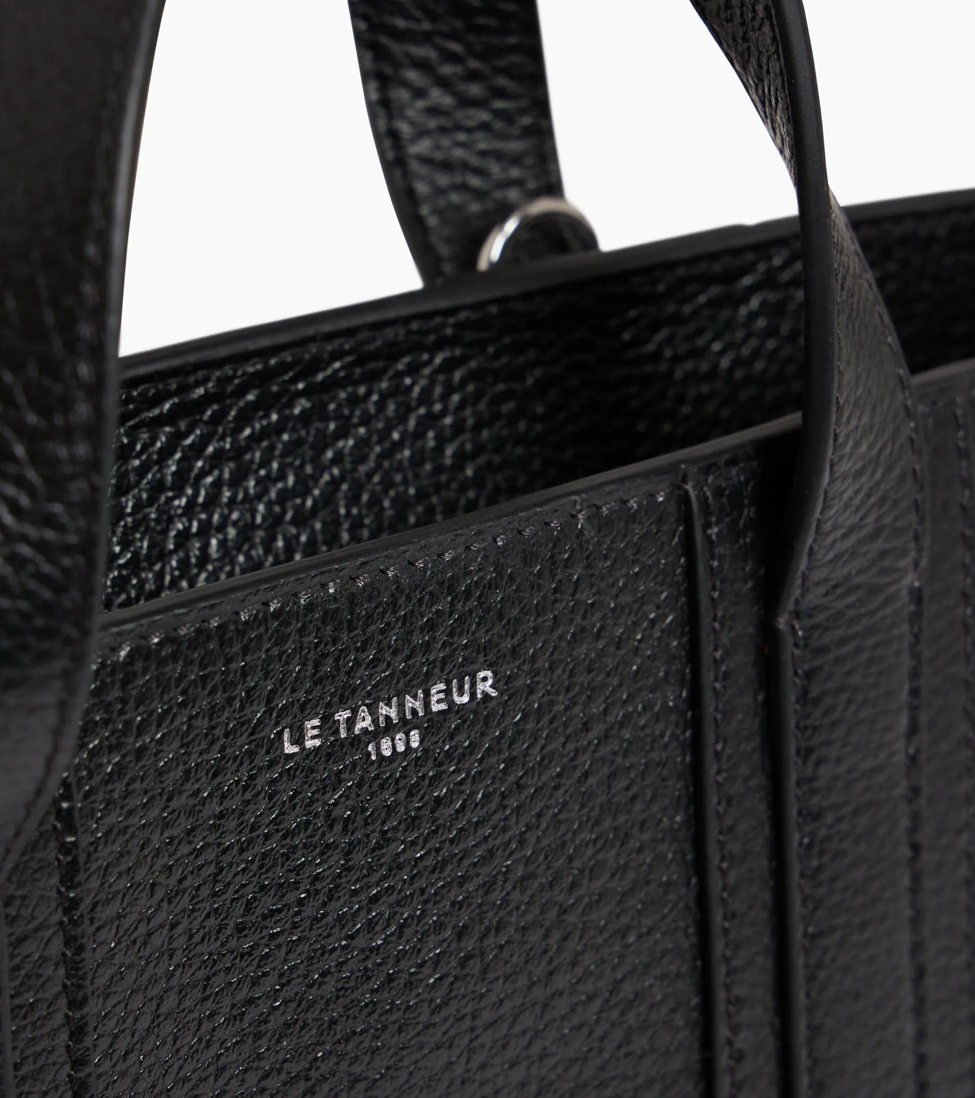 Mini cabas Grâce en cuir grainé - Black