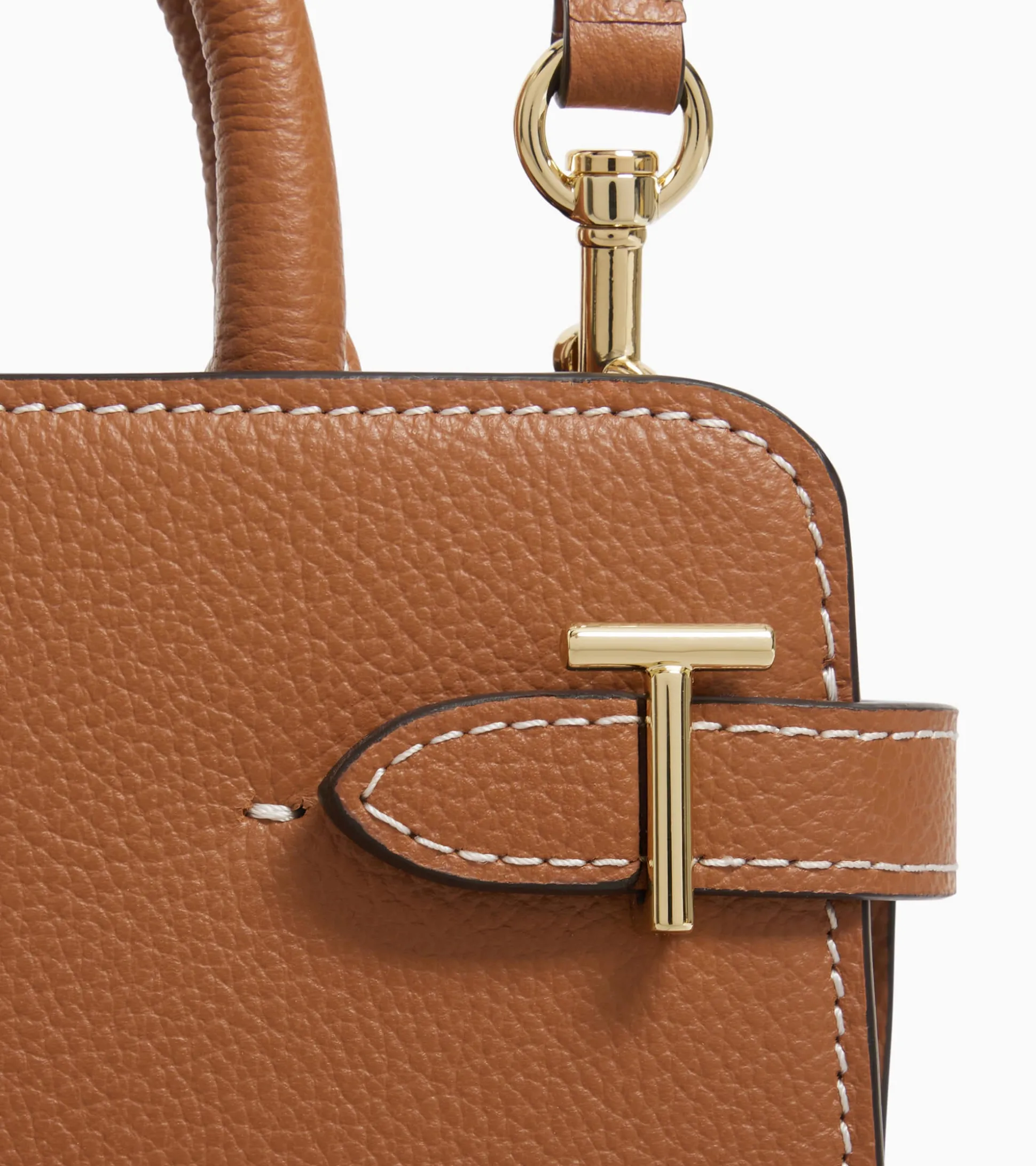 Mini sac à main Emilie en cuir grainé - TAN