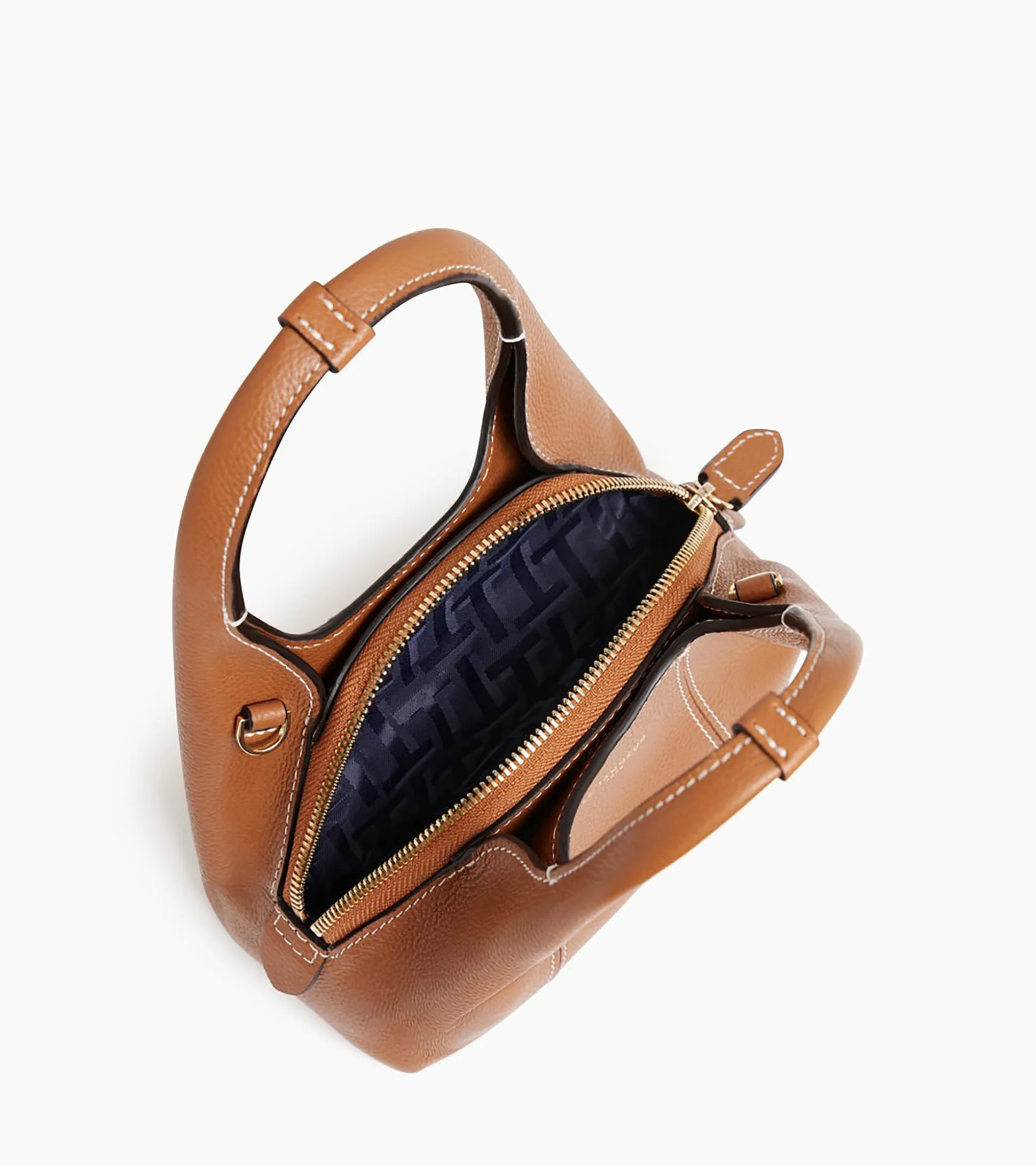 Mini sac à main Juliette en cuir grainé - Brown Tan