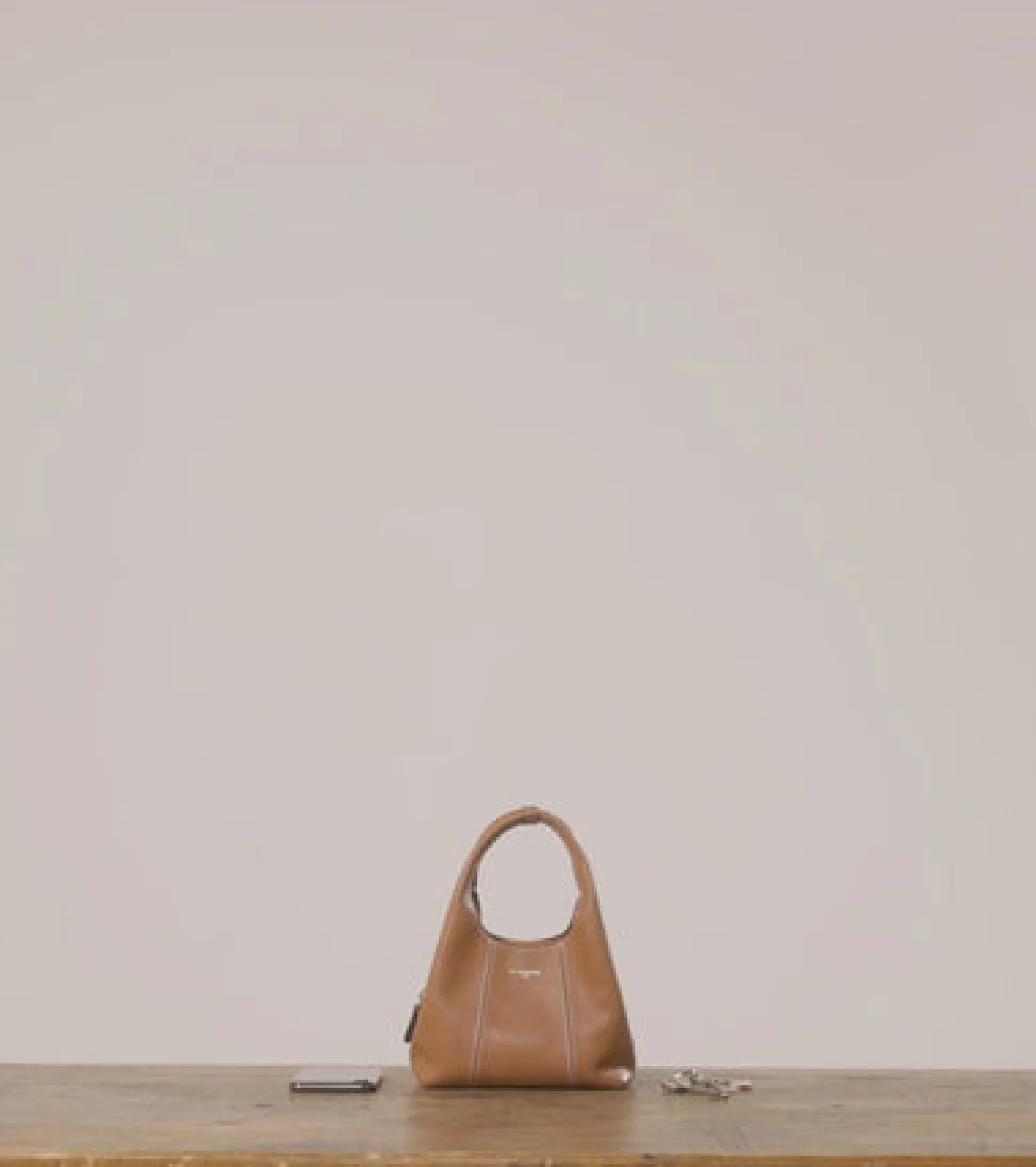 Mini sac à main Juliette en cuir grainé - ROSE POUDRE