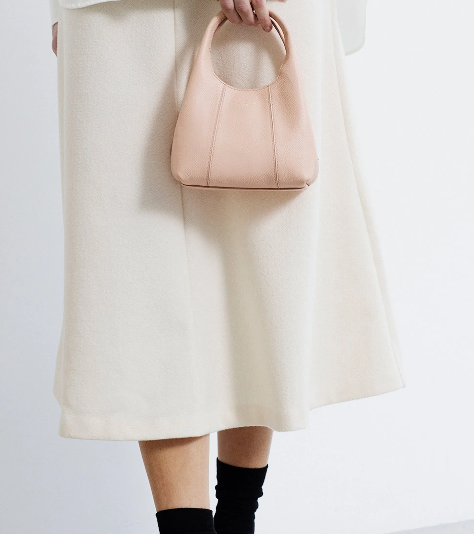 Mini sac à main Juliette en cuir grainé - ROSE POUDRE
