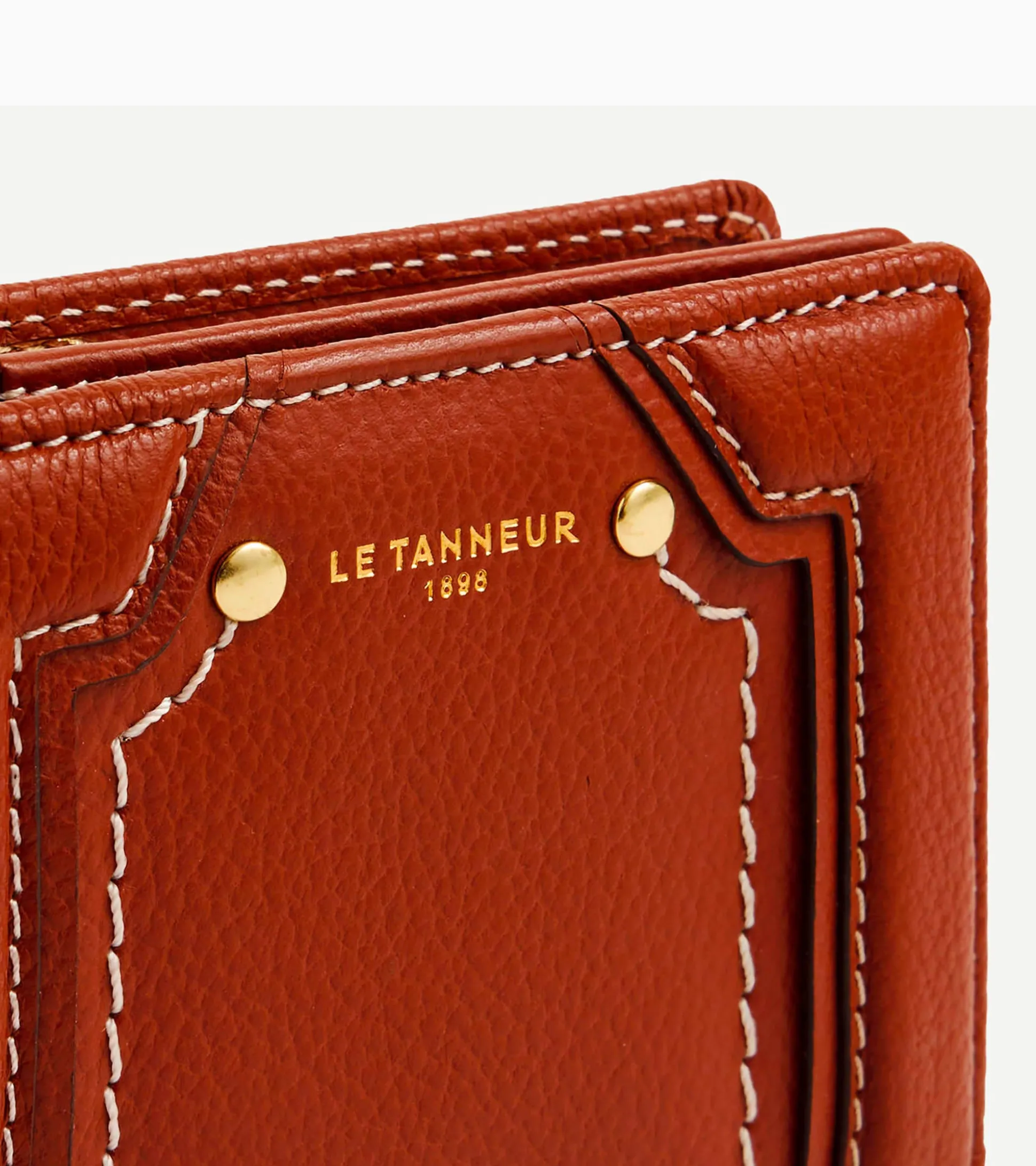 Petit portefeuille Ella en cuir grainé - Mahogany Brown