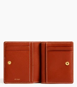 Petit portefeuille Ella en cuir grainé - Mahogany Brown
