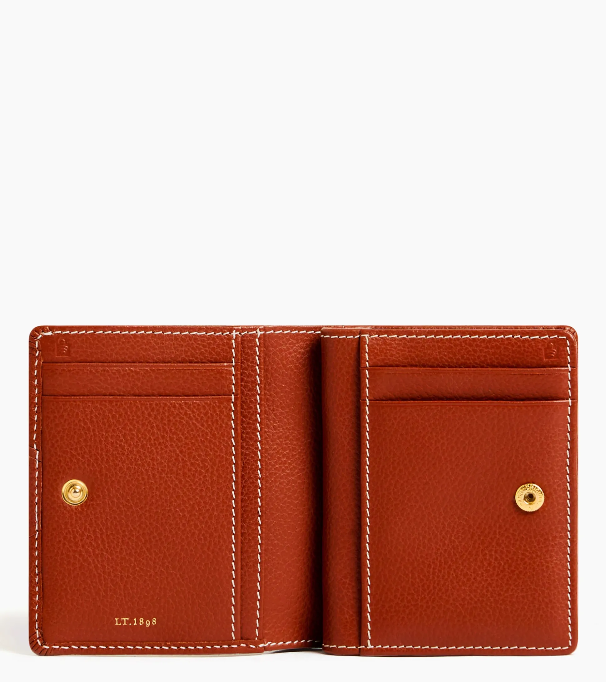 Petit portefeuille Ella en cuir grainé - Mahogany Brown