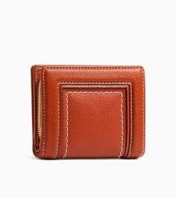 Petit portefeuille Ella en cuir grainé - Mahogany Brown