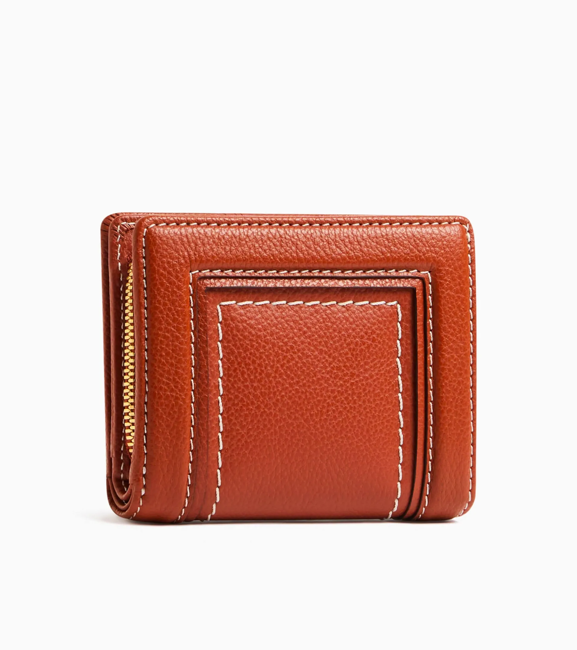 Petit portefeuille Ella en cuir grainé - Mahogany Brown