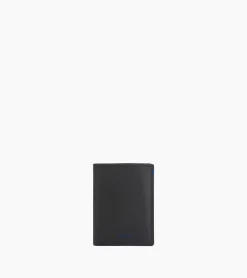 Petit portefeuille vertical zippé 2 volets Martin en cuir lisse - Black