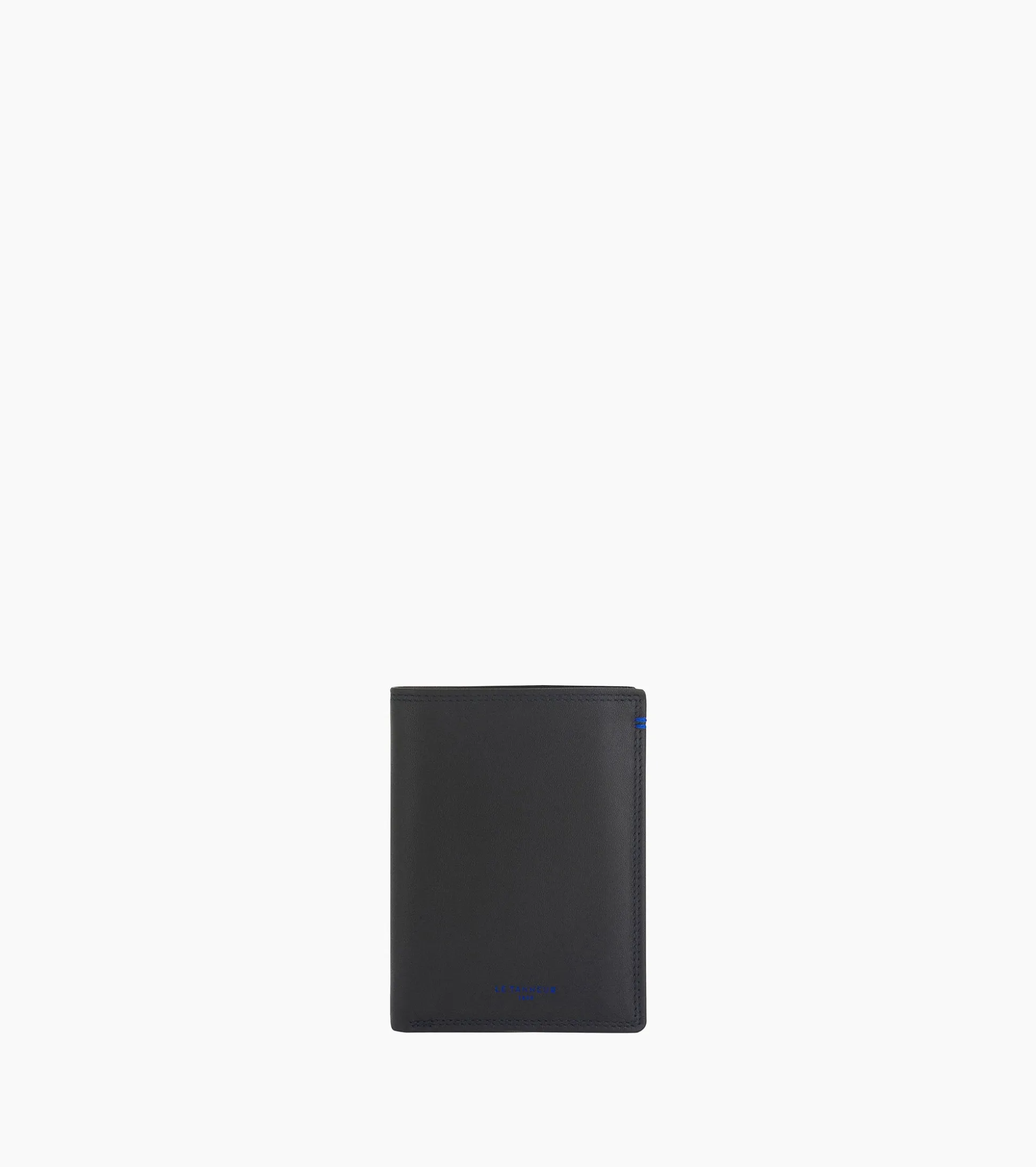 Petit portefeuille vertical zippé 2 volets Martin en cuir lisse - Black
