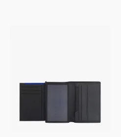 Petit portefeuille vertical zippé 2 volets Martin en cuir lisse - Black