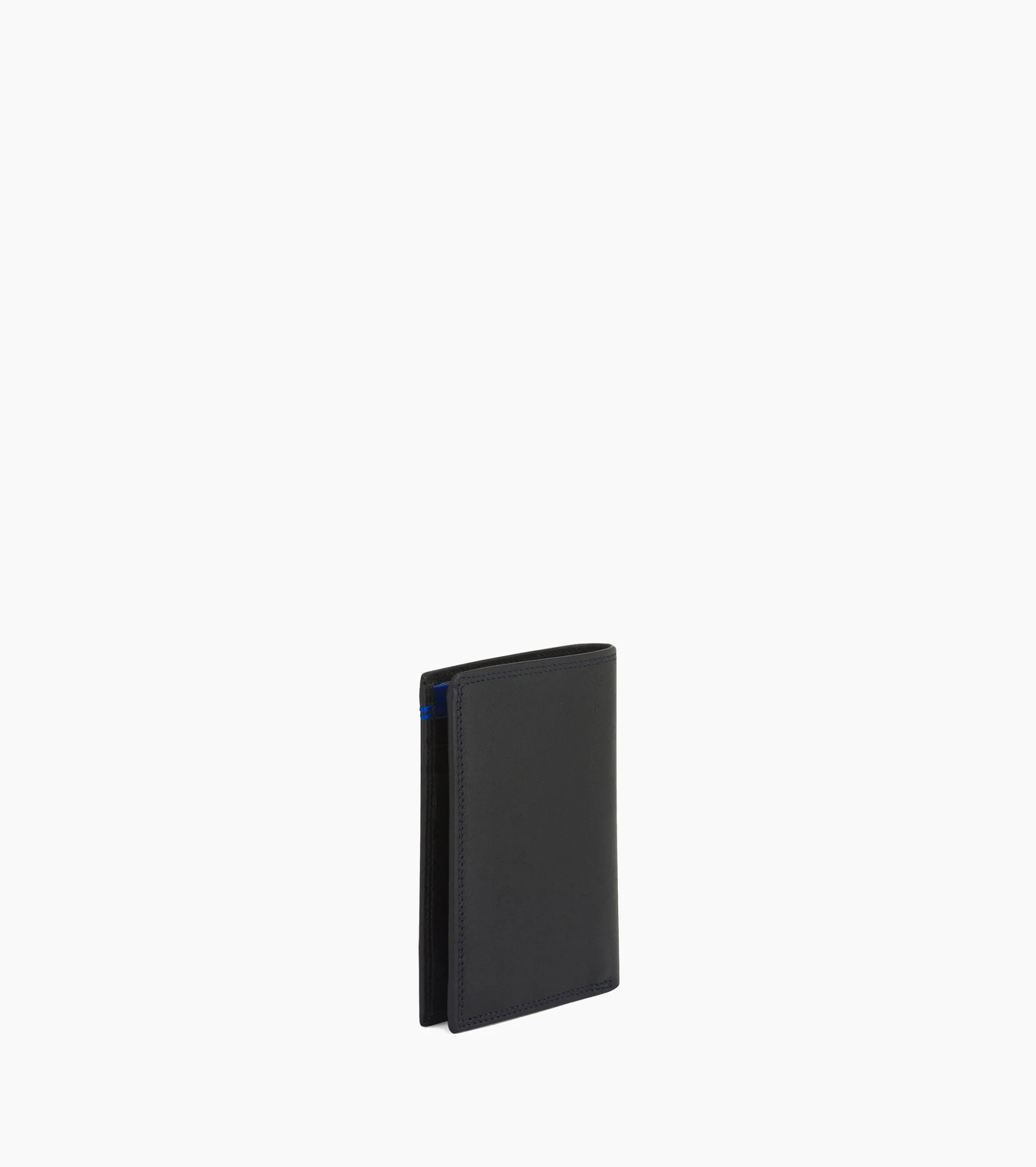 Petit portefeuille vertical zippé 2 volets Martin en cuir lisse - Black