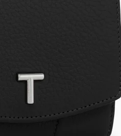 Petit portefeuille zippé Romy en cuir grainé - Black