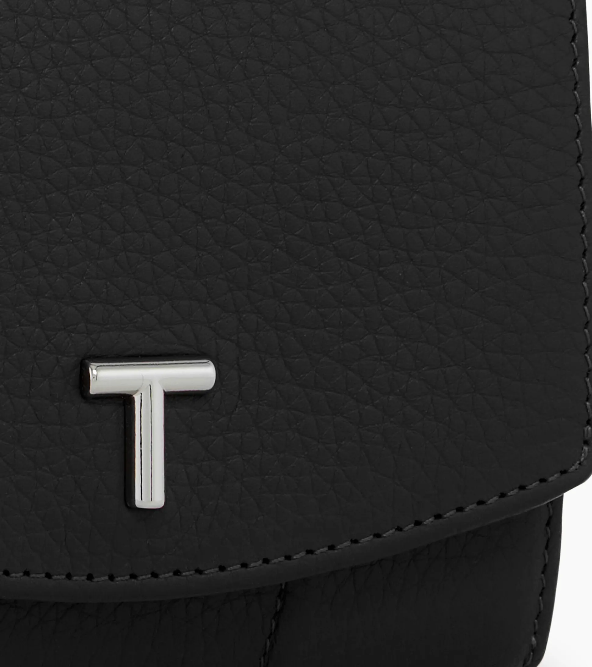 Petit portefeuille zippé Romy en cuir grainé - Black