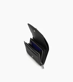 Petit portefeuille zippé Romy en cuir grainé - Black
