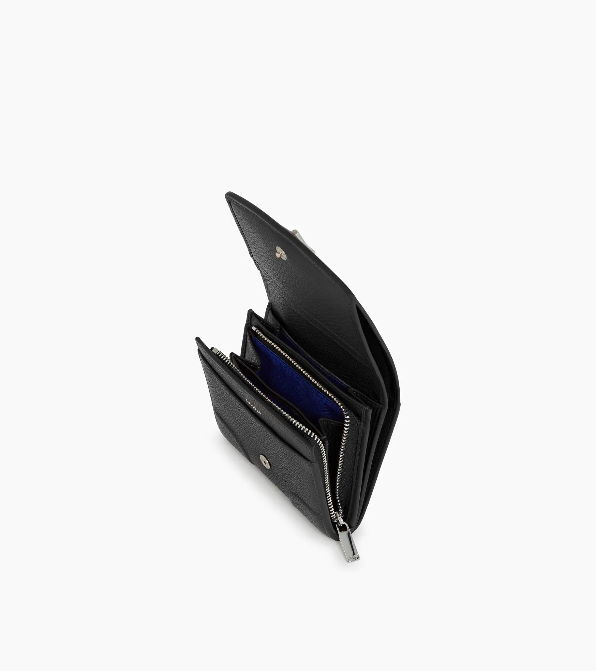 Petit portefeuille zippé Romy en cuir grainé - Black