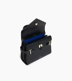Petit sac à main double rabat Emilie en cuir signature T - Black