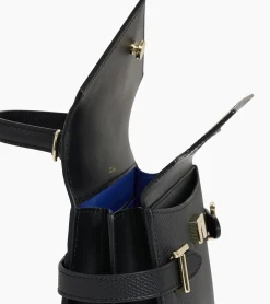 Petit sac à main double rabat Emilie en cuir signature T - Black