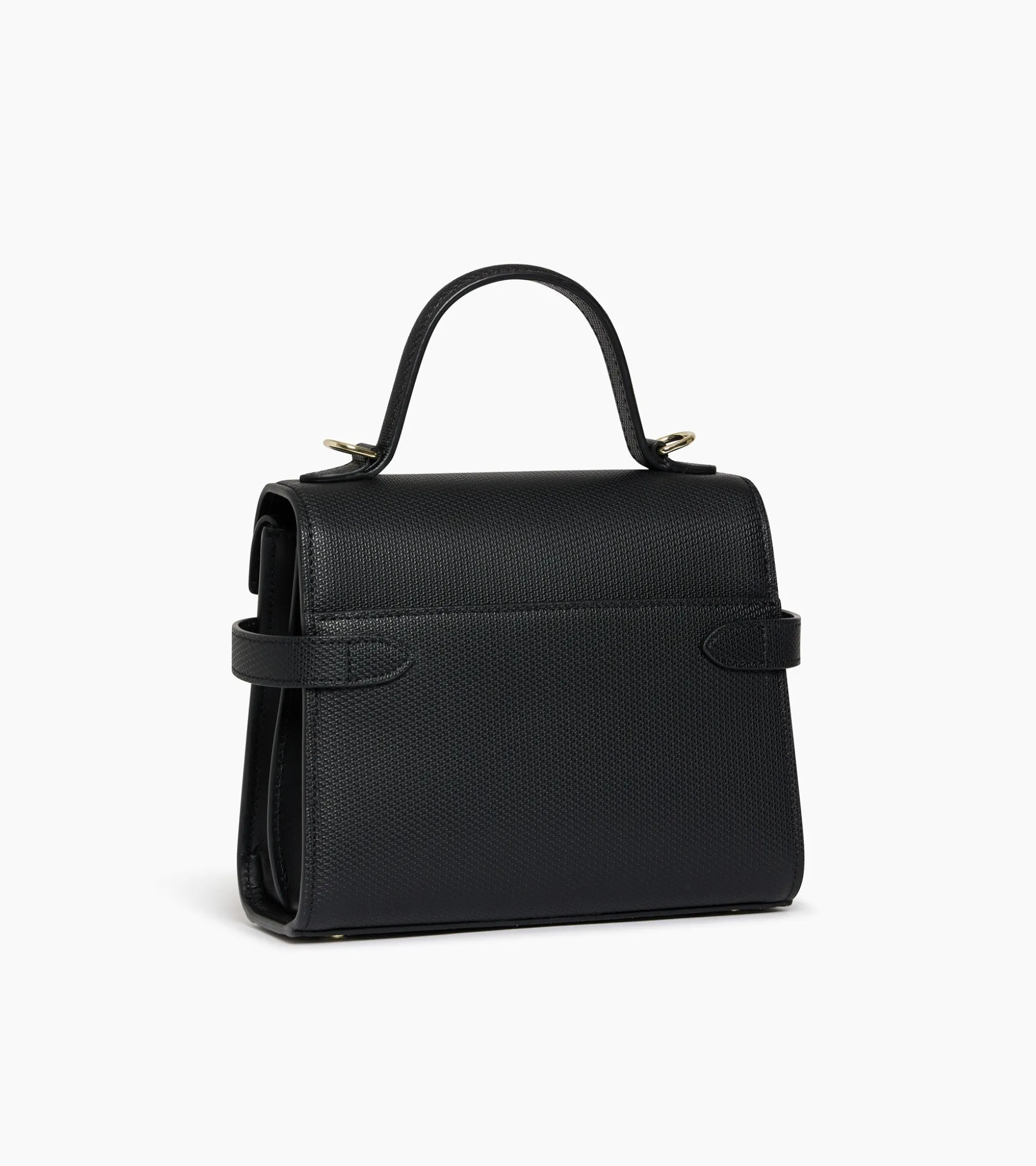 Petit sac à main double rabat Emilie en cuir signature T - Black