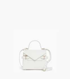 Petit sac à main double rabat Emilie en cuir signature T - Chalk White