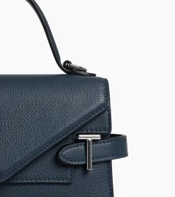 Petit sac à main double rabat Emilie en cuir grainé - Twilight Blue