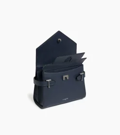 Petit sac à main double rabat Emilie en cuir grainé - Twilight Blue