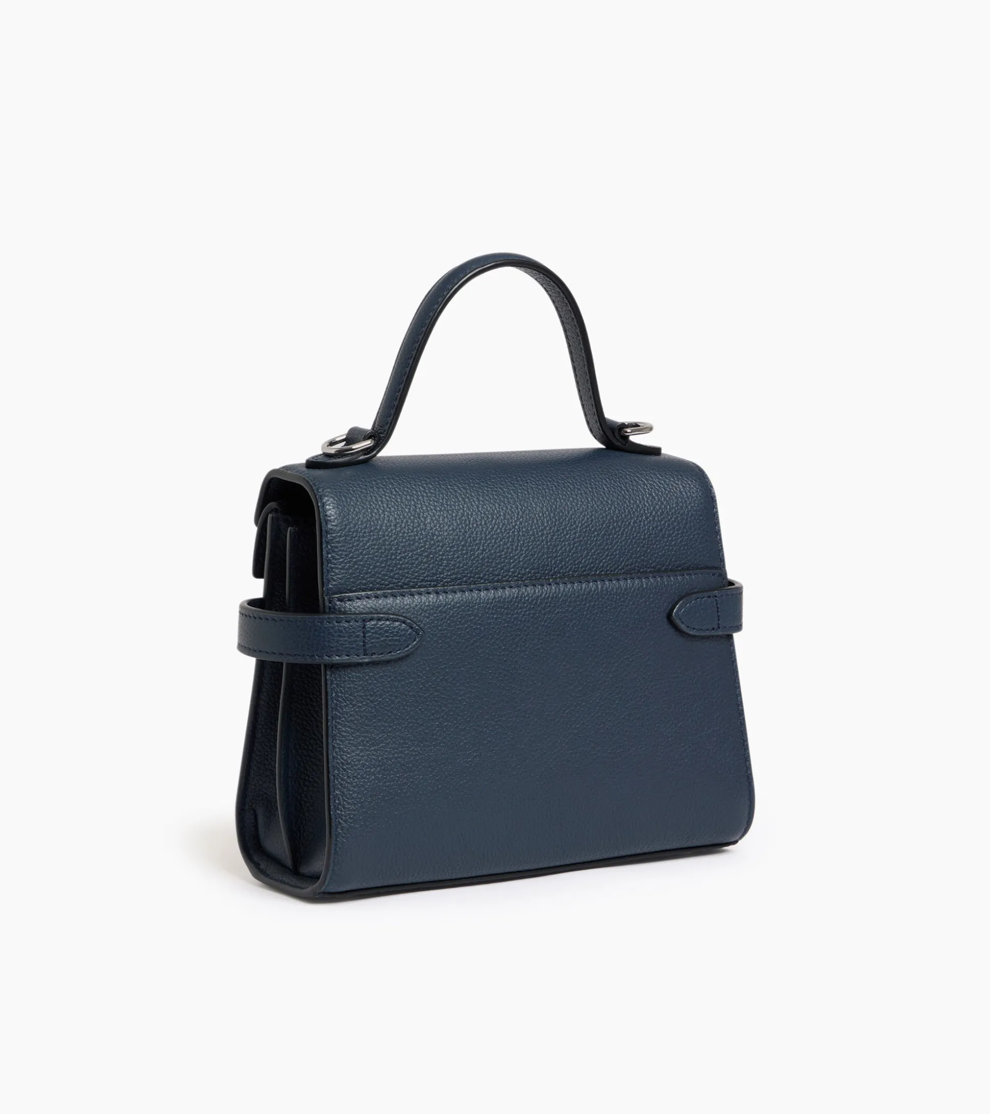 Petit sac à main double rabat Emilie en cuir grainé - Twilight Blue