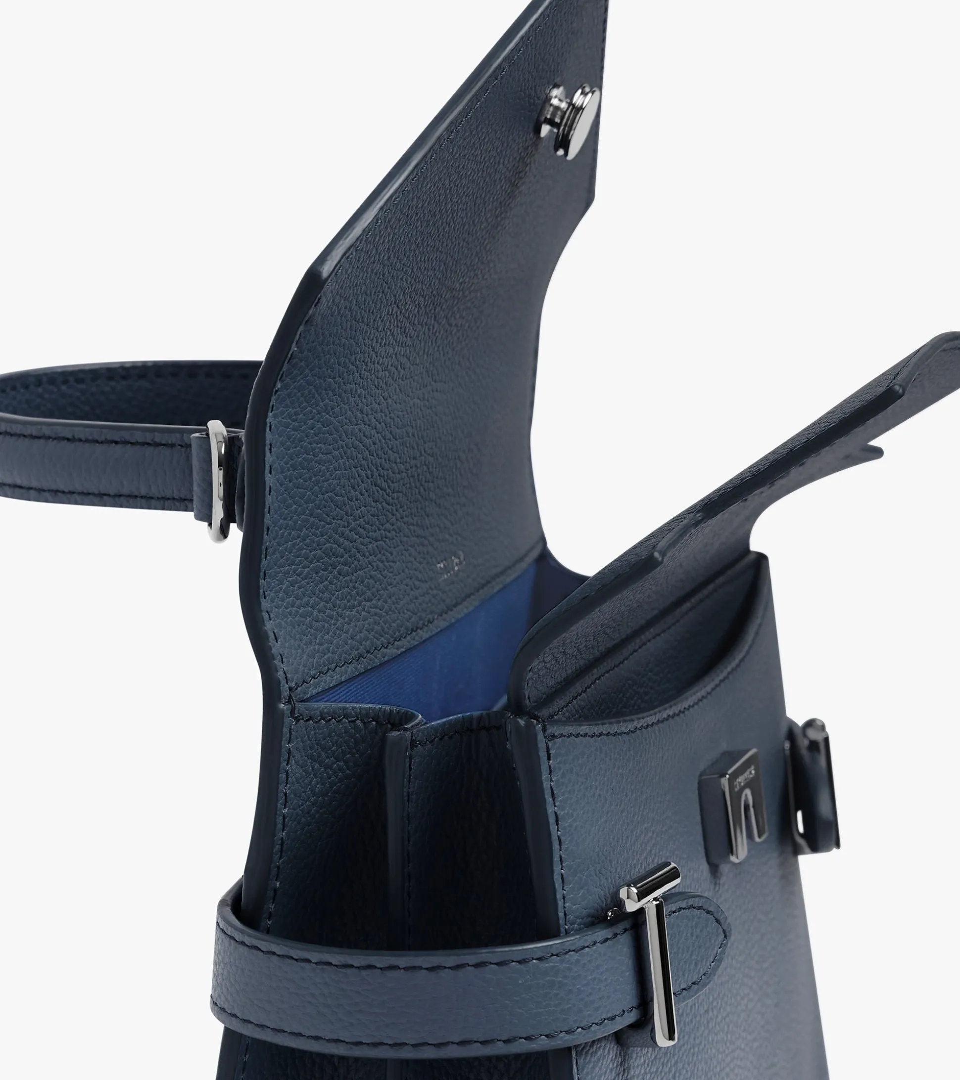 Petit sac à main double rabat Emilie en cuir grainé - Twilight Blue