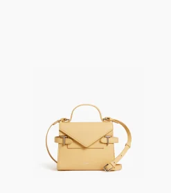 Petit sac à main double rabat Emilie en cuir grainé - AURORE