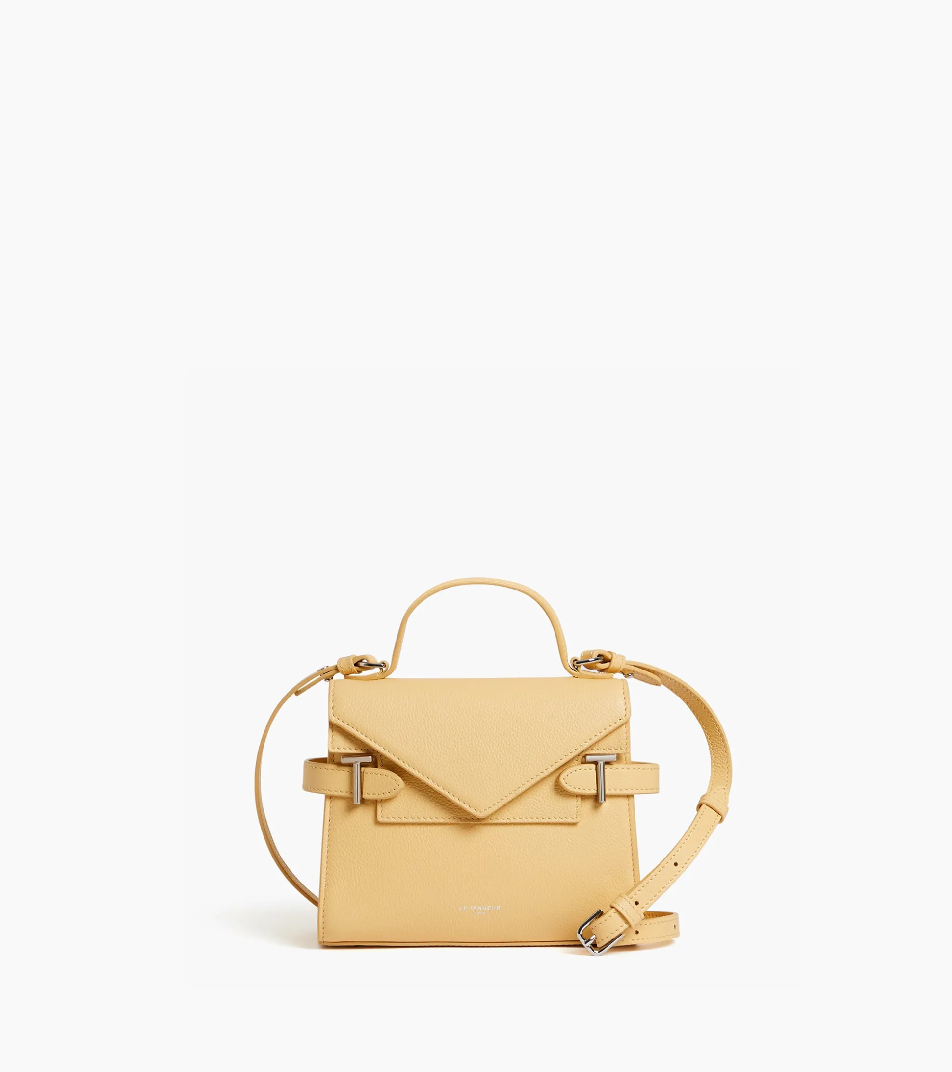 Petit sac à main double rabat Emilie en cuir grainé - AURORE
